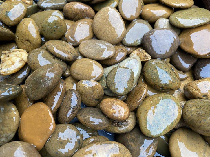 10 kg (2,99 €/kg) Panther Pebbles Ziersteine Naturrund flach 2-6 cm Kiesel