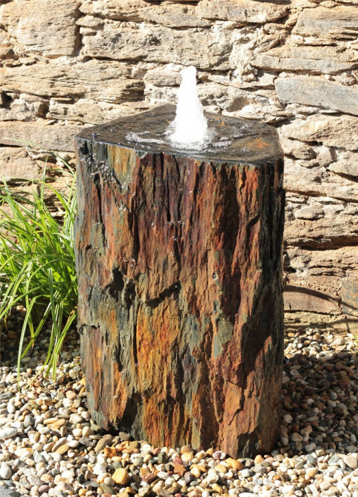 VERKAUFT! Quellstein Säule Schiefer 100cm mit Quellschale Gartenbrunnen Springbrunnen Komplettset