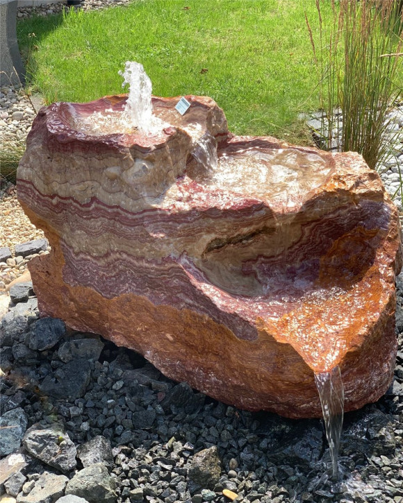 VERKAUFT! Quellstein Bachlauf Onyx Flamingo L110cm mit Quellschalen Gartenbrunnen Springbrunnen Komplettset