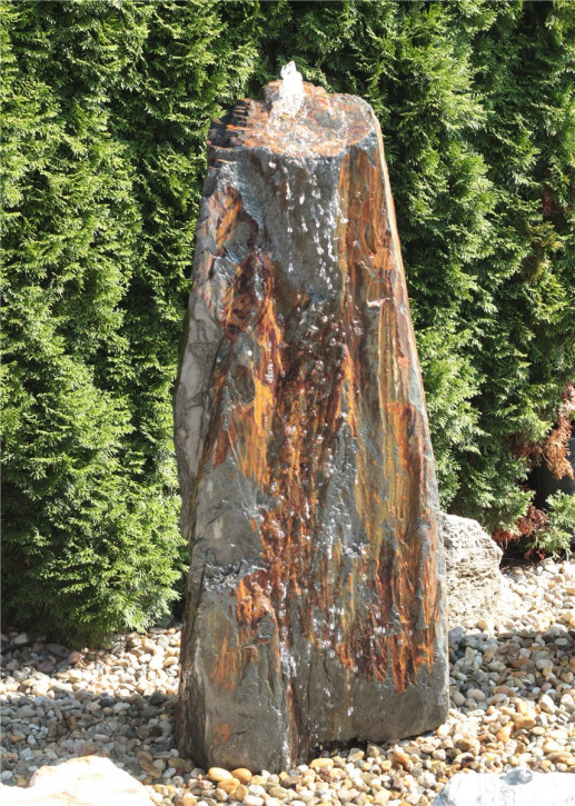 VERKAUFT! Quellstein Schiefer Monolith 140cm Gartenbrunnen Springbrunnen Komplettset