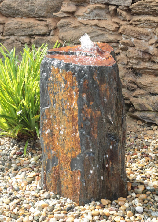 VERKAUFT! Quellstein Schiefer Monolith 85cm Gartenbrunnen Springbrunnen Komplettset