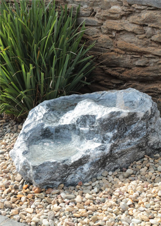VERKAUFT! Quellstein Bachlauf Marmor anthrazit L90cm mit Quellschalen Gartenbrunnen Springbrunnen