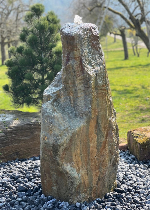 Quellstein Monolith Regenbogen Porphyr 165cm Gartenbrunnen Springbrunnen Komplettset