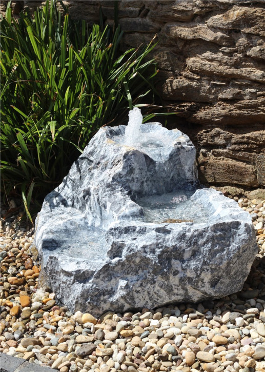 VERKAUFT! Quellstein Bachlauf Marmor grau/weiß L95cm Gartenbrunnen Springbrunnen Komplettset
