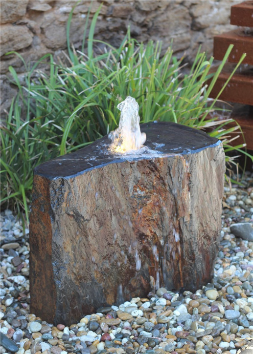 VERKAUFT! Quellstein Schiefer L66cm mit Quellschale Gartenbrunnen Springbrunnen Komplettset