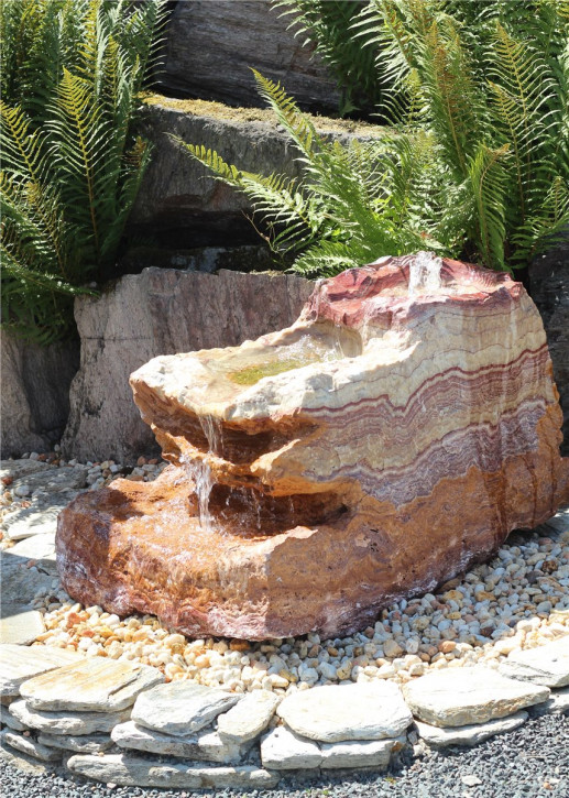 VERKAUFT! Quellstein Bachlauf Onyx Flamingo L100cm mit Quellschalen Gartenbrunnen Springbrunnen Komplettset