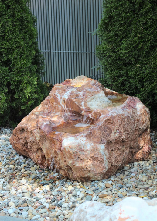 Quellstein Bachlauf Onyx Flamingo L110cm mit Quellschalen Gartenbrunnen Springbrunnen