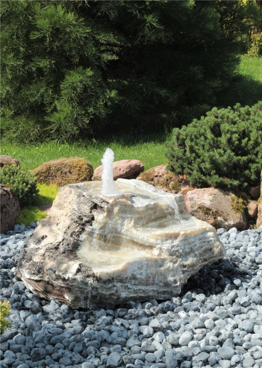 VERKAUFT! Quellstein Bachlauf Onyx Marmor L117cm mit Quellschalen Gartenbrunnen Springbrunnen