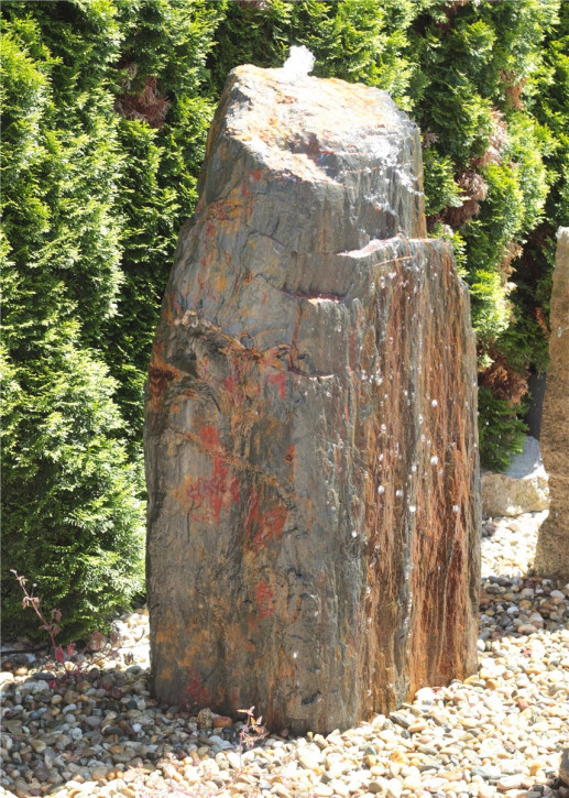 VERKAUFT! Quellstein Monolith Schiefer 140cm Gartenbrunnen Springbrunnen Komplettset