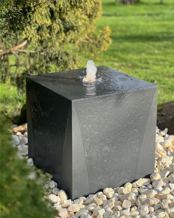 Metall Brunnen Würfel 50 cm anthrazit Gartenbrunnen Springbrunnen Komplettset