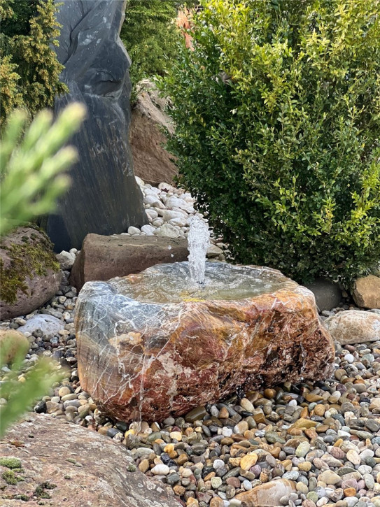 VERKAUFT! Quellstein Marmor L75cm mit Quellschale und Fontäne Gartenbrunnen Springbrunnen