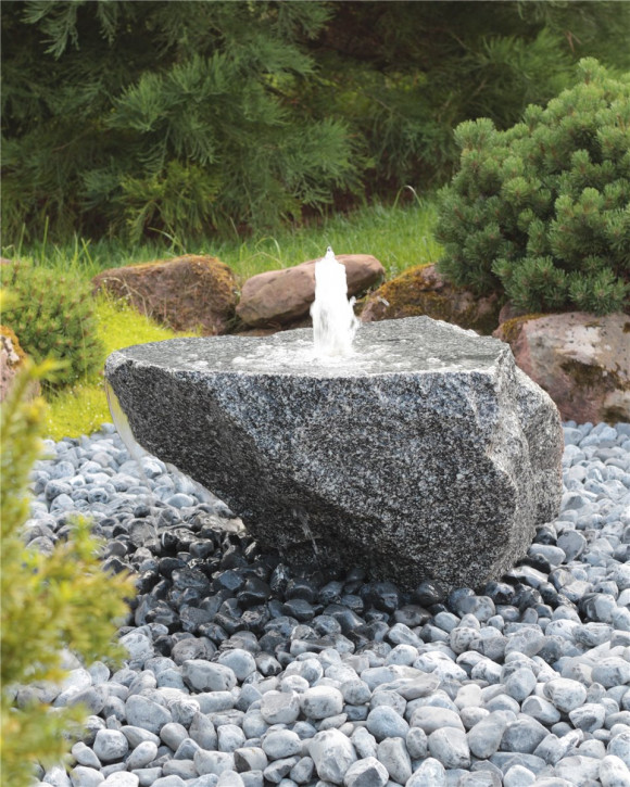 VERKAUFT! Quellstein Granit L85cm Naturstein Brunnen Komplettset Gartenbrunnen Springbrunnen