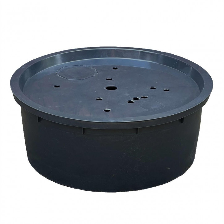 PE Becken mit GFK Deckel Ø 88 cm 150 Liter für Quellsteine Wasserspiele Zierbrunnen