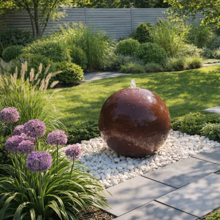 Cortenstahl Kugelbrunnen 40cm Edelrost Gartenbrunnen Springbrunnen Komplettset