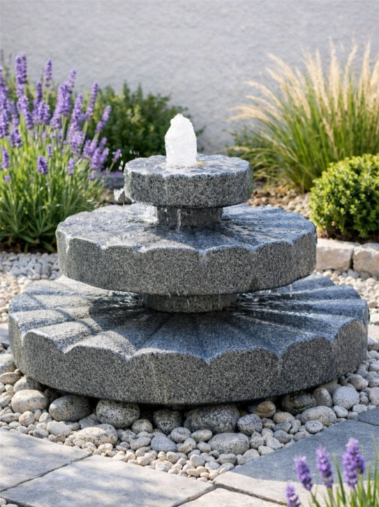 Granit Pyramide Zichi 48 Granitbrunnen Gartenbrunnen Springbrunnen Komplettset