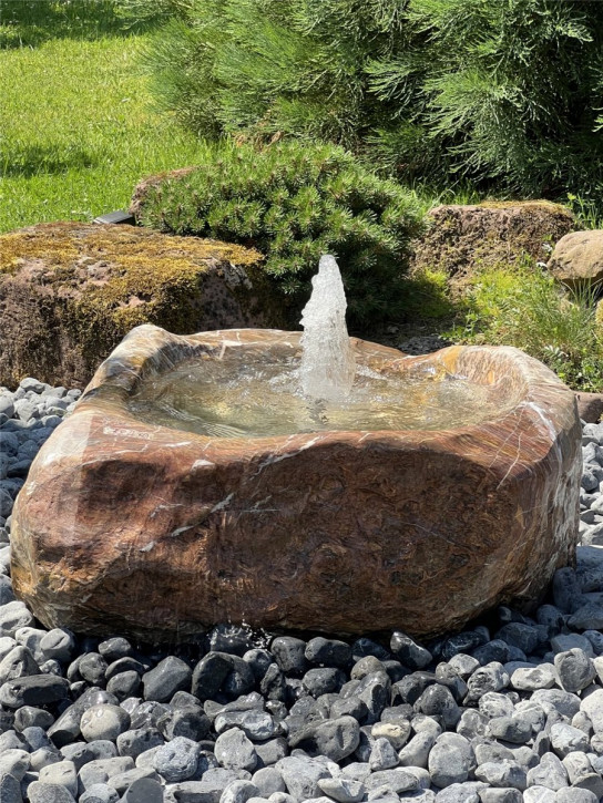 Quellstein Marmor L90cm mit Quellschale Gartenbrunnen Springbrunnen Komplettset
