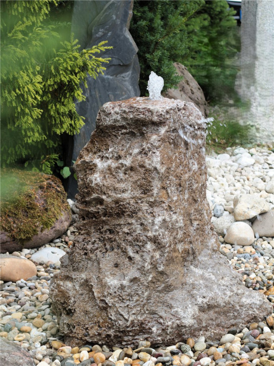 Quellstein Muschelkalk 85cm Naturstein Gartenbrunnen Springbrunnen Komplettset