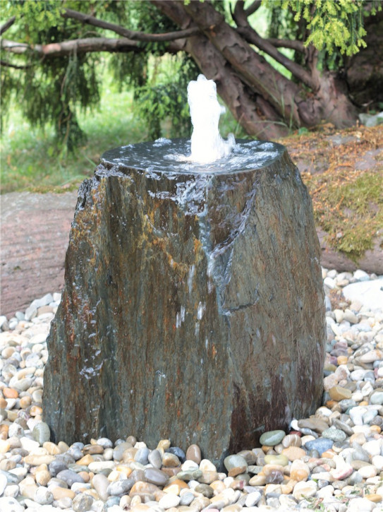 Quellstein Schiefer 55cm mit Quellschale Naturstein Gartenbrunnen Springbrunnen Komplettset