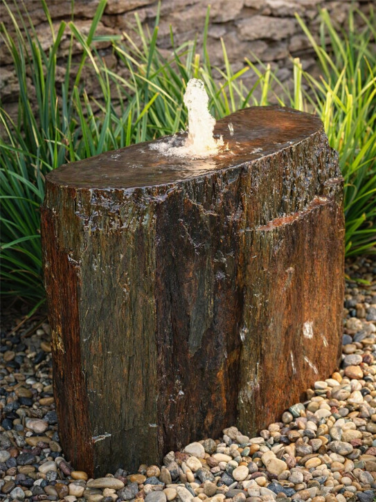 Quellstein Schiefer L80cm mit Quellschale Gartenbrunnen Springbrunnen Komplettset