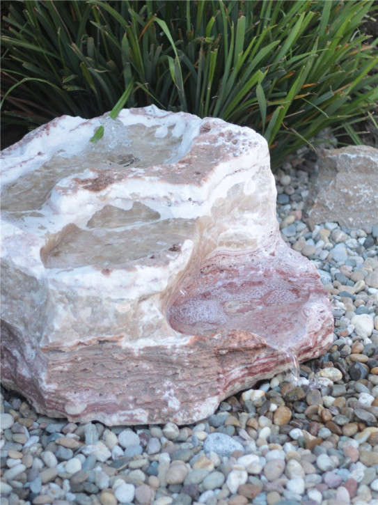 Quellstein Bachlauf Onyx Marmor Flamingo L75cm Gartenbrunnen Springbrunnen Komplettset