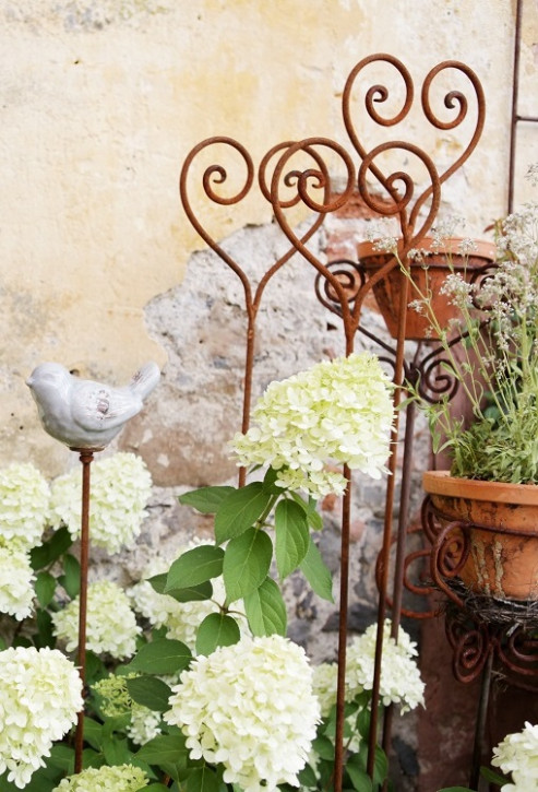 1 Stück Rosenstab Herz Edelrost Gartenstecker Rankhilfe Shabby, Landhaus & Vintage
