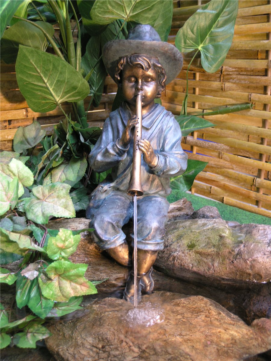 Figur Bübchen Wasserspeier Junge Gartenfigur Teichfigur Wasser Speier Garten 