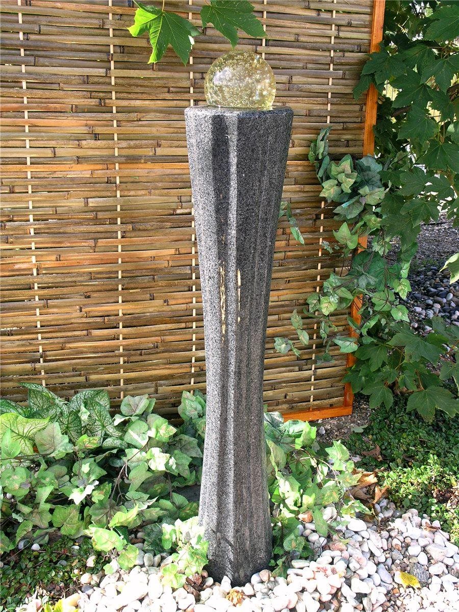 Pumpe Wasserspiel SET Quellstein Säule Shima 50cm Granit Gartenbrunnen inkl