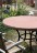 Gartentisch mit Steinplatte 120cm Naturstein Sandstein rot geschliffen/bossiert Gestell Eisen Edelrost