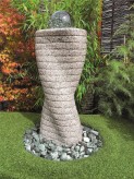 Wasserspiel SET Quellstein Säule 80cm Granit Gartenbrunnen mit dreh. Glaskugel