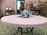 Vintage Tisch Sandstein Rot geschliffen Eisen Edelrost ca 120cm  Gartentisch Steinplatte
