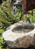 VERKAUFT! Wassertrog Granit L100 cm mit Bronze Wasserauslauf Naturstein Gartenbrunnen Set